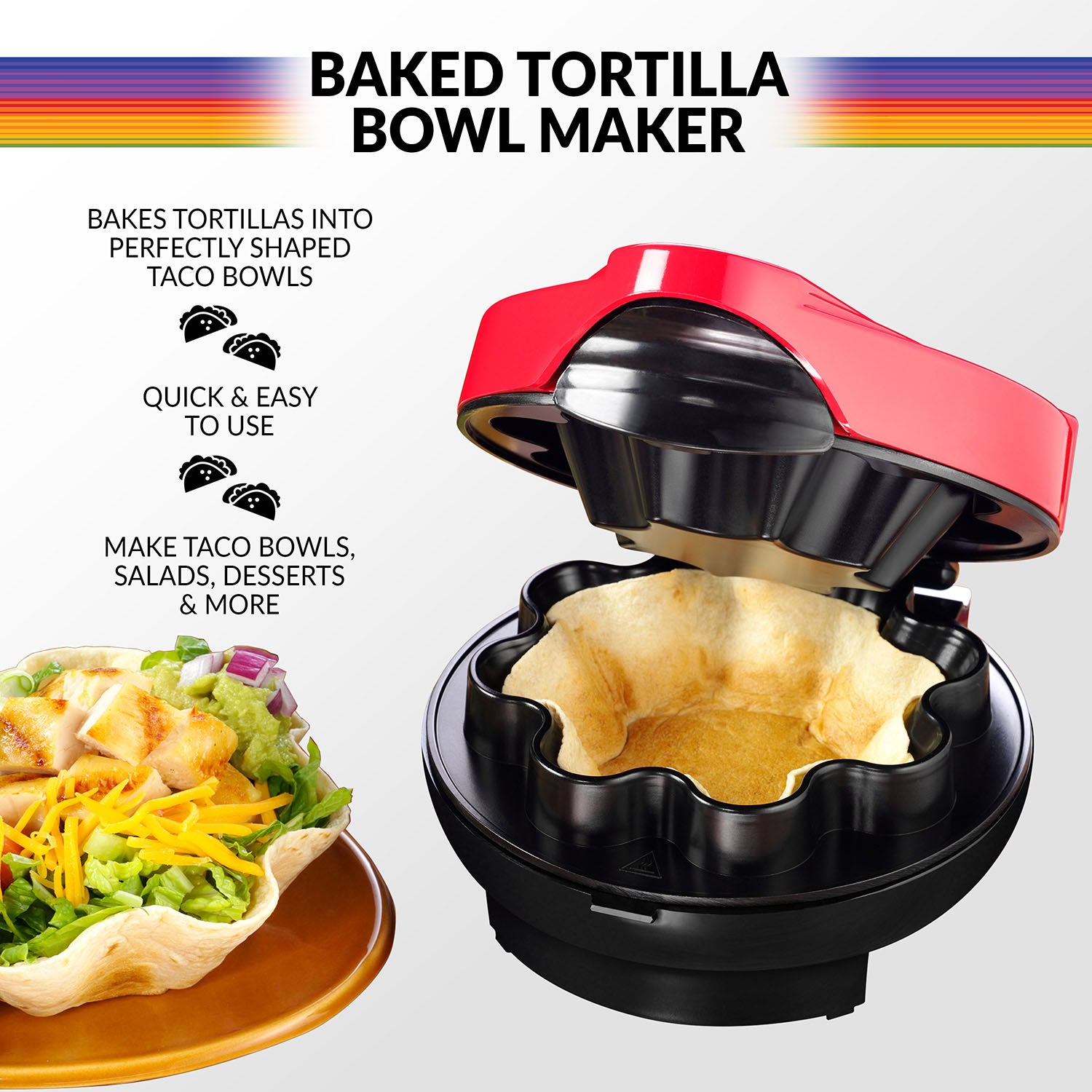Taco Tuesday TTTB1RD Baked Tortilla Bowl Maker, Holds 8 or 10 Inch Tortillas