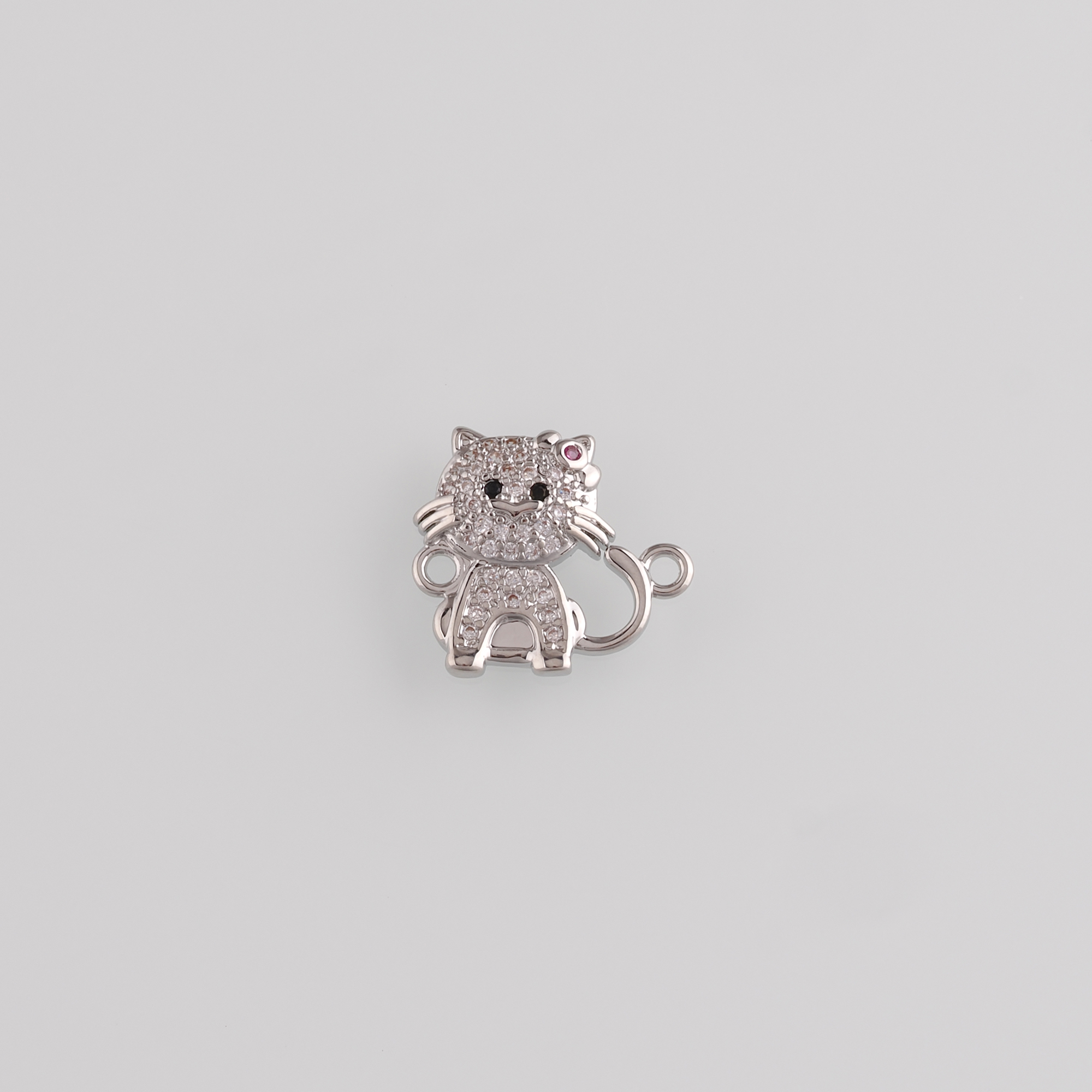 18K Gold Filled Cat Connector,CZ Micro Pave Cat Charm Necklace Bracelet for DIY Jewelry Making Supply
