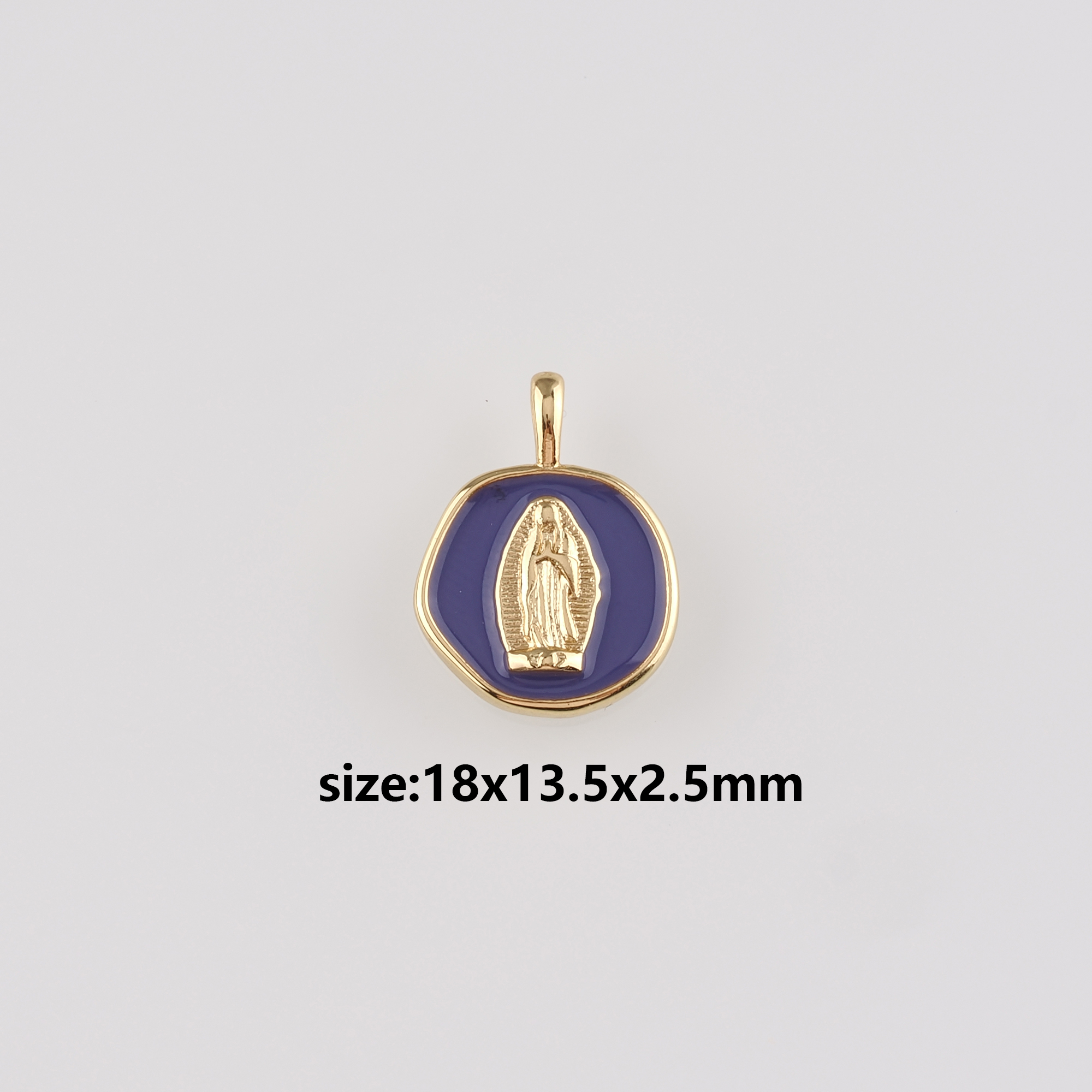 18K Gold Filled Virgin Mary Pendant,Enamel Religious Charm Earrings Necklace for DIY Jewelry Making Supply