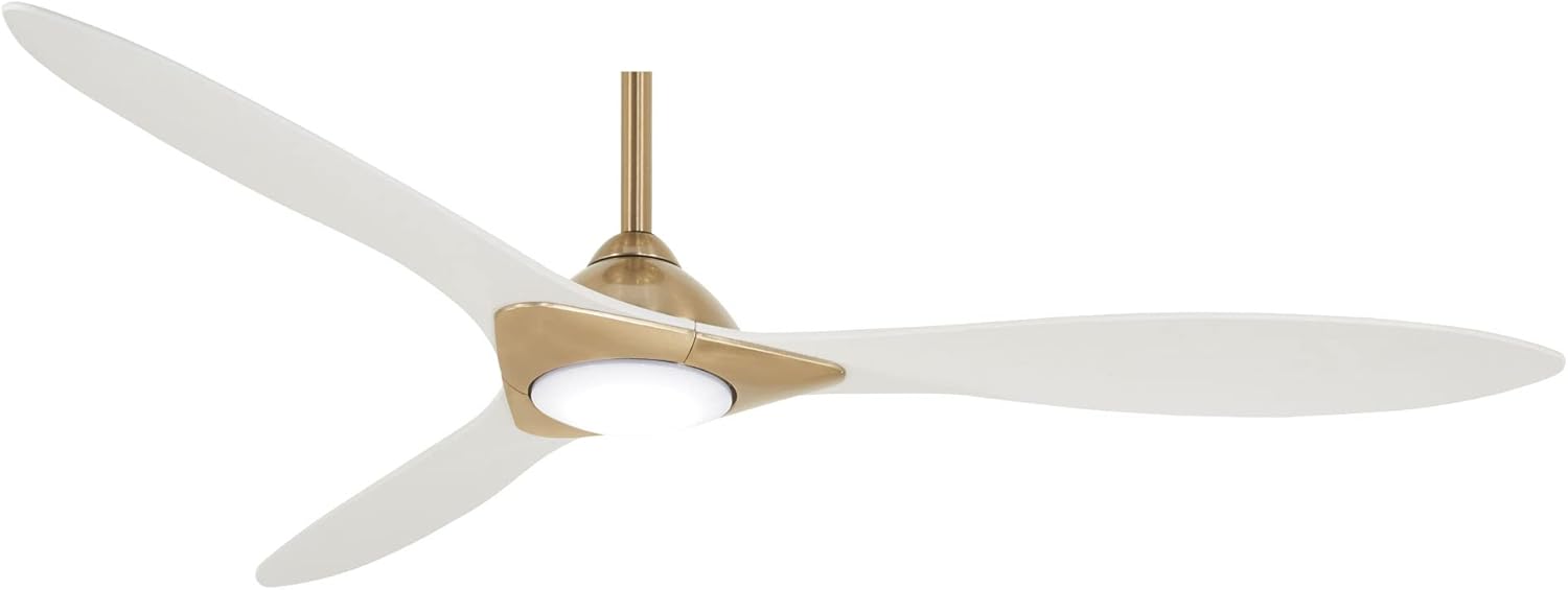 Minka-Aire Sleek 60 Ceiling Fan, Soft Brass/White, LED, Smart Remote/App Control, Energy Star Certified