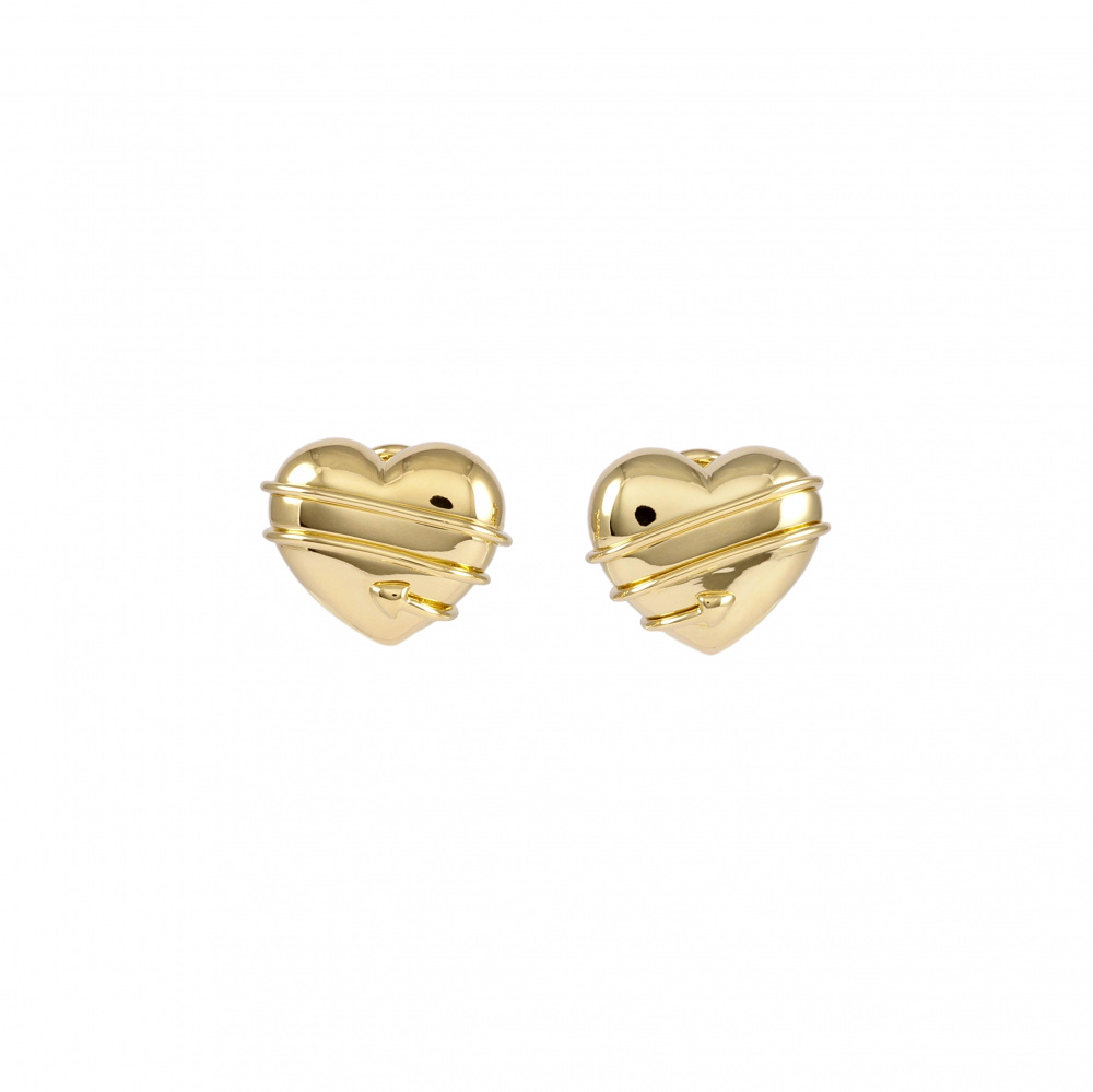 Tiffany & Co. Paloma Picasso Heart Arrow Earrings 18K Yellow Gold