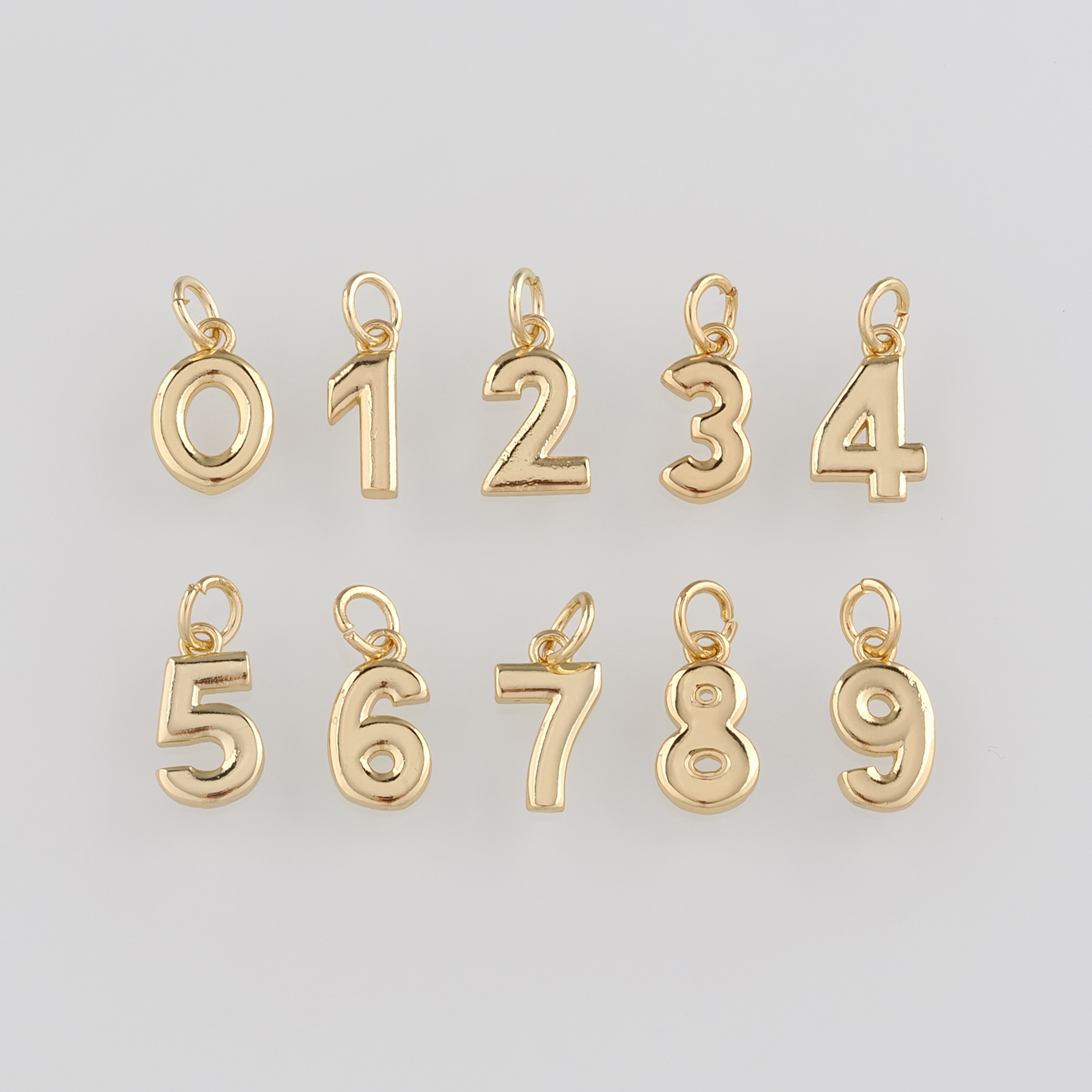 18K Gold Filled Number Pendant,Number Charm Earrings Necklace for DIY Jewelry Making Supply