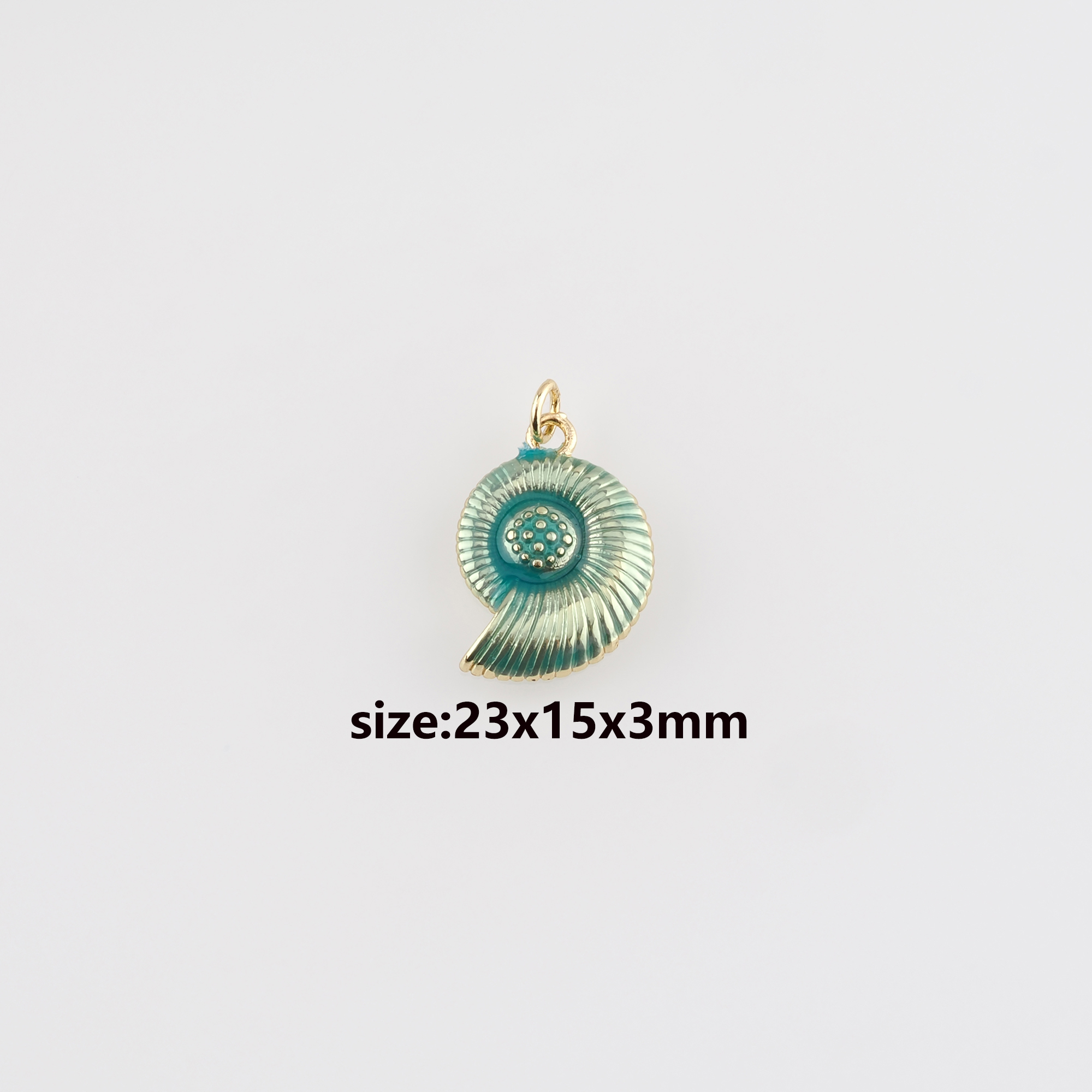 18K Gold Filled Conch Shell Pendant,Enamel Ocean Shell Charm Earrings Necklace for DIY Jewelry Making Supply