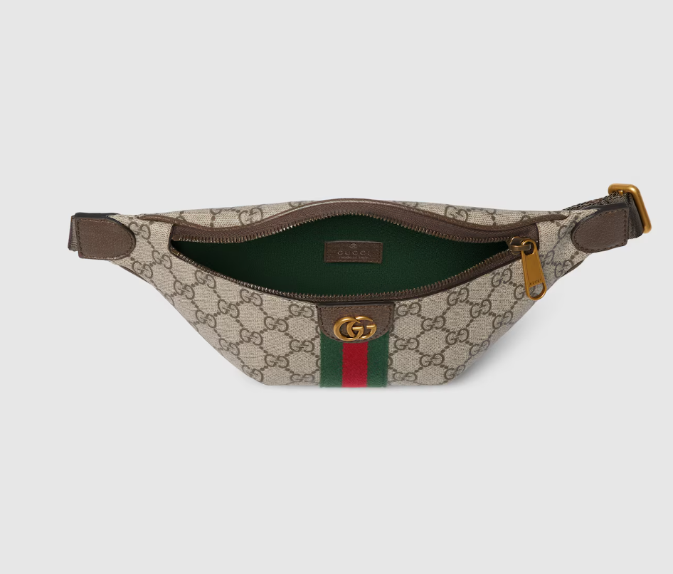 GUCCI Ophidia small belt bag Beige and dark brown GG Monogram coated fabric