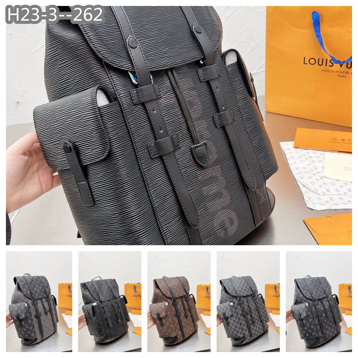 Louis Vuitton Christopher Backpack Monogram Macassar Black 45Cm M43735