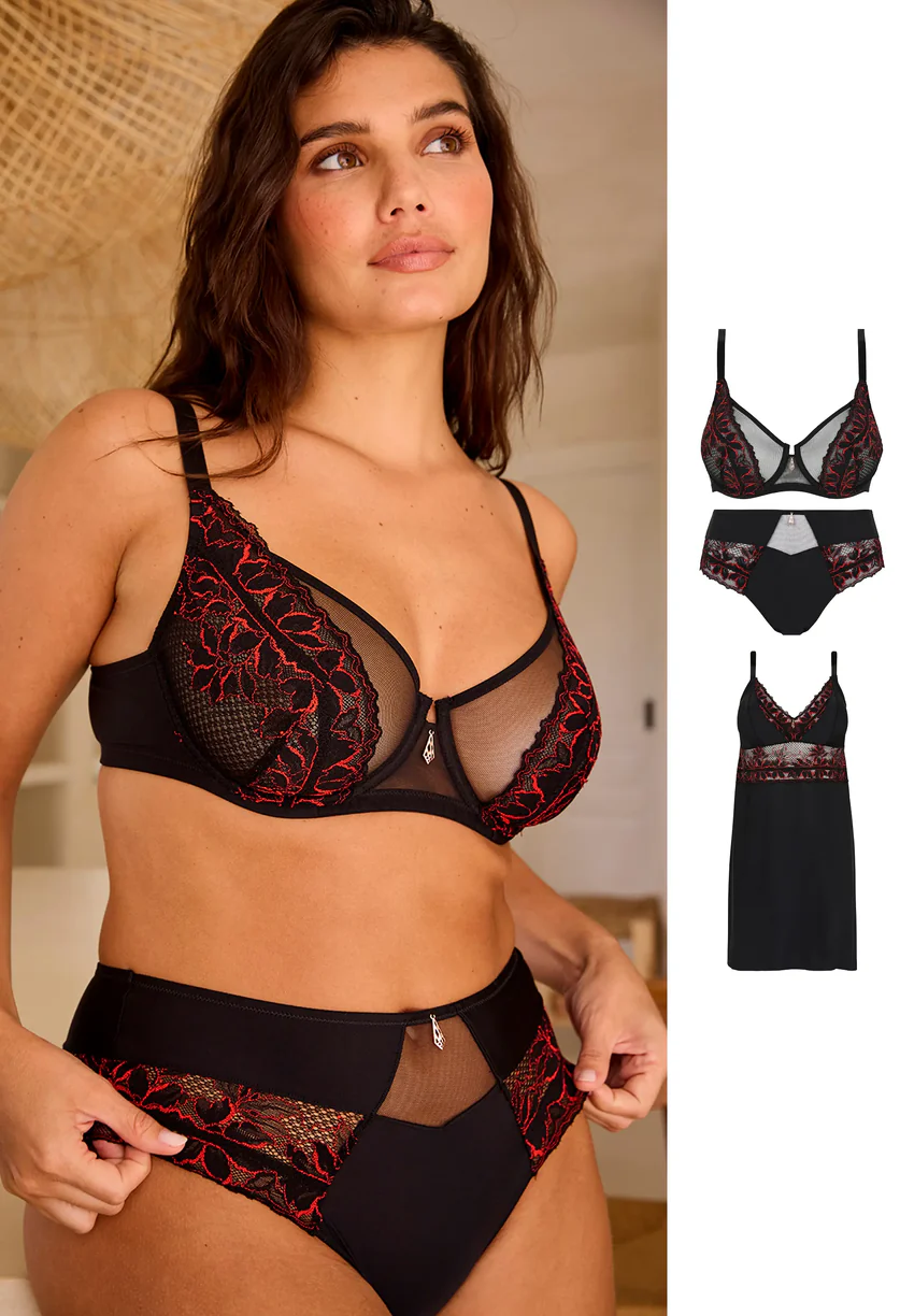 Ensemble Mélodie Noir & Rouge avec nuisette