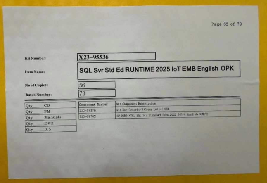 SQL 2025 Standard DVD Package