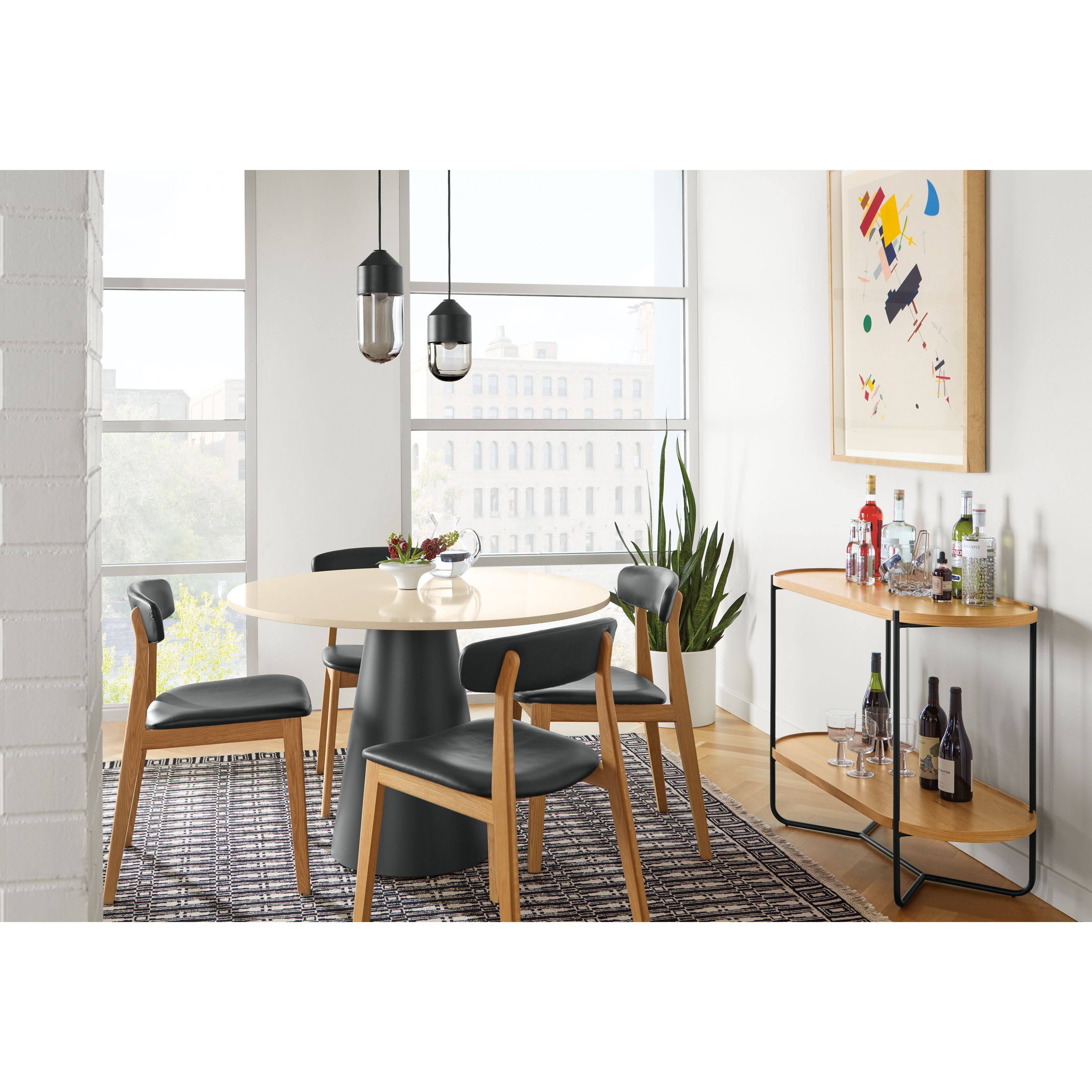 Room u0026 Board | Modern Decker 36 Diameter Round Table | Clear Tempered Glass Top
