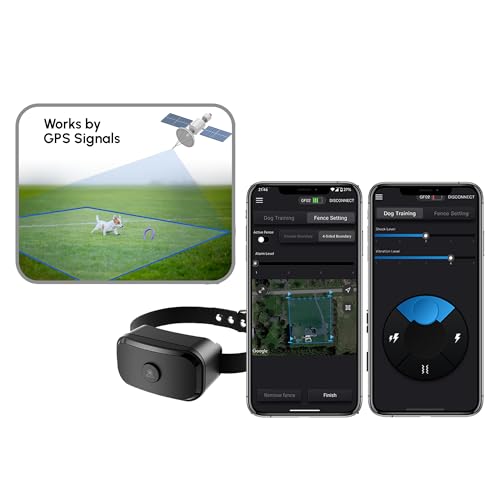 Upgrated GF02 Plus - Customizable GPS Dog Fence with Remote Training, No Subscription Required, Set Up Boundary in 1 Minute with App, Waterproof GPS Dog Collar System, Long Battery Life