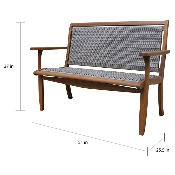 Eilaf Driftwood Grey Wicker and Eucalyptus Bench