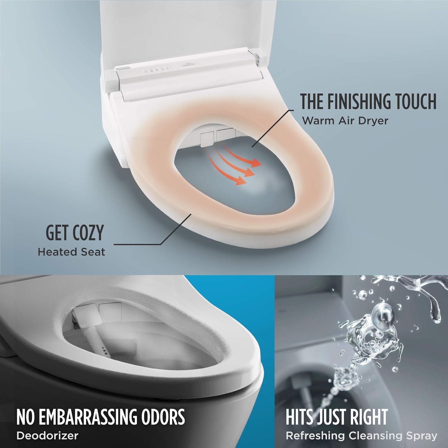 C5 Electronic Bidet Toilet Seat with and + Wand Cleaning, Elongated, Cotton White
