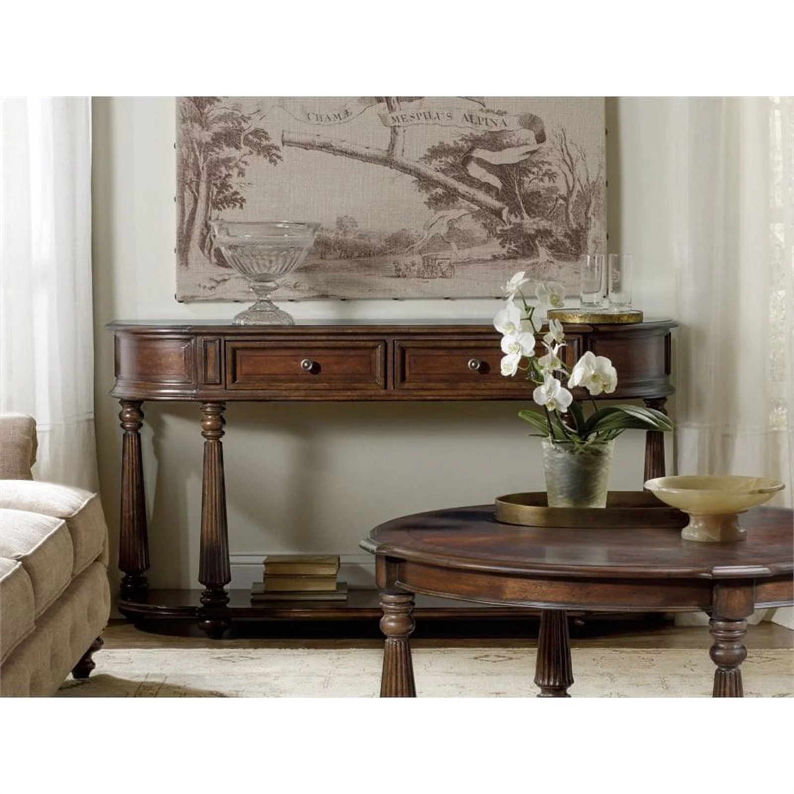 Bowery Hill Contemporary Wood Console Table in Mahogany