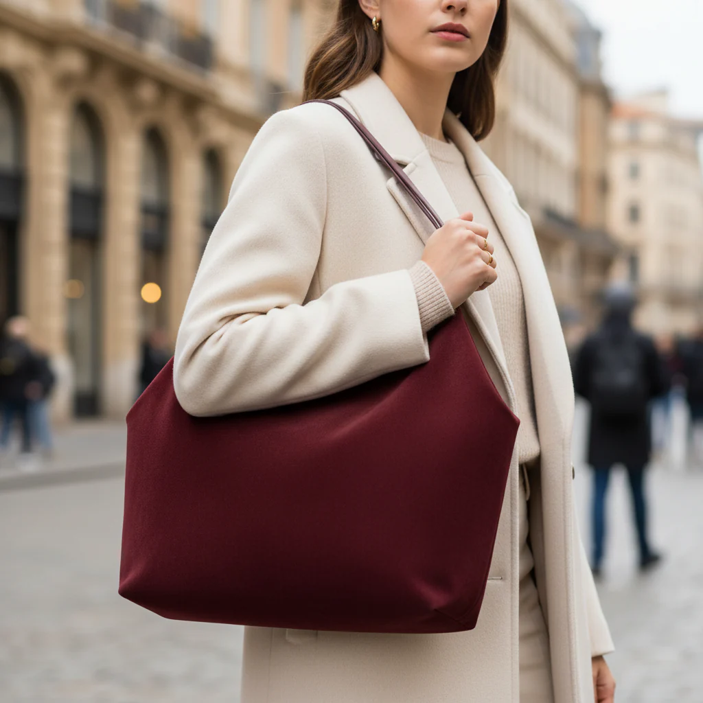 Slouchy Maroon Suede Tote