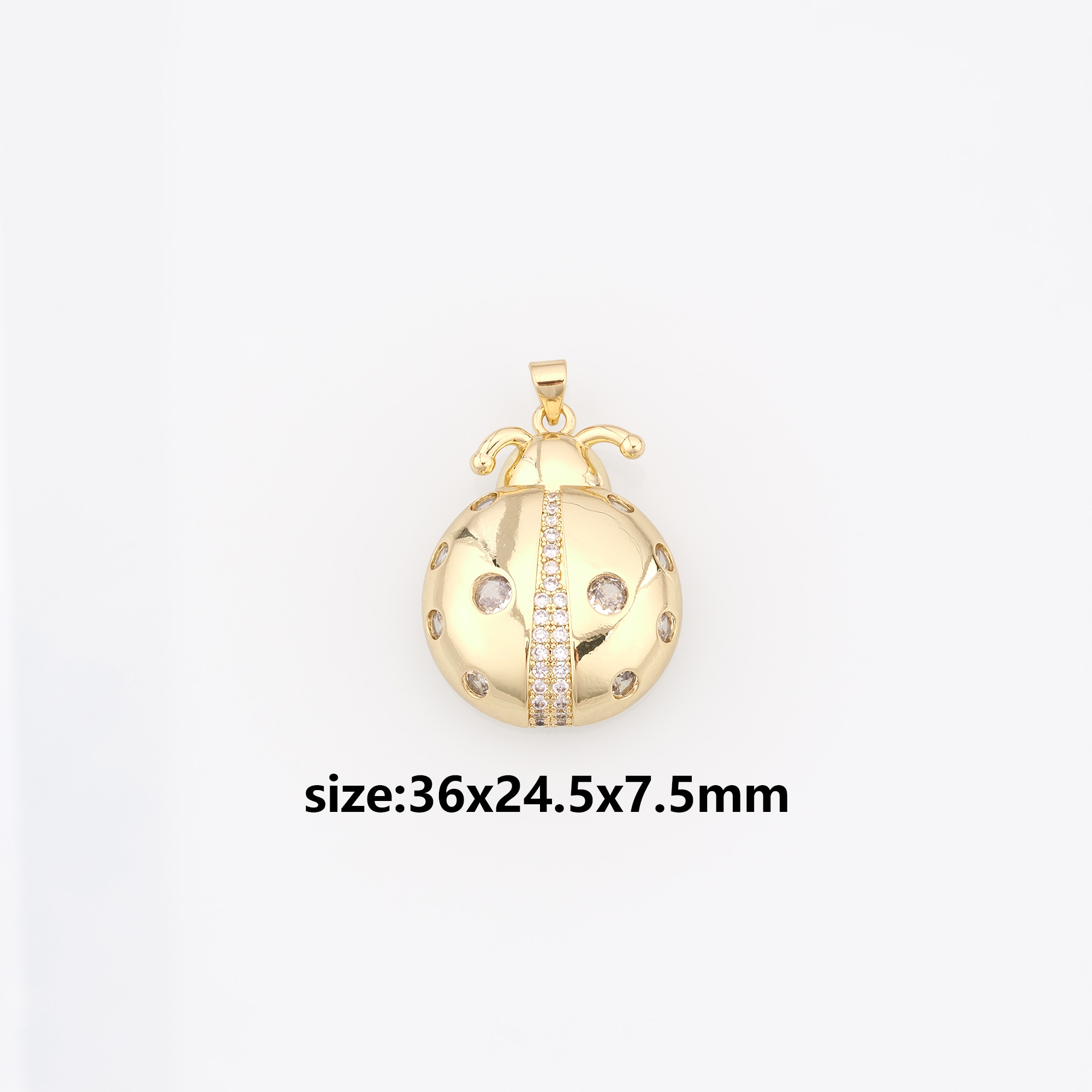 18K Gold Filled Ladybug Pendant,CZ Micro Pave Insect Charm Earrings Necklace for DIY Jewelry Making Supply