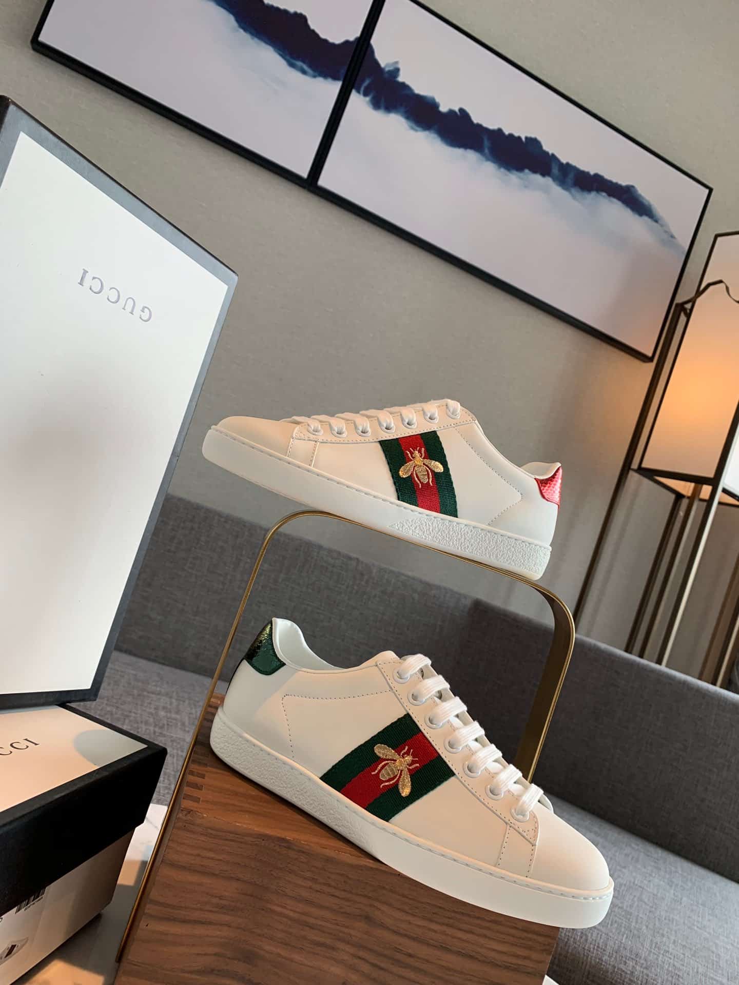 Gucci Ace Embroidered Sneaker Bee White