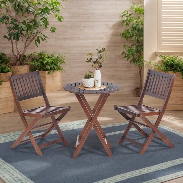 Outdoor Patio Bistro Set,3 Piece Wooden Furniture Sets with Round Table and Chairs