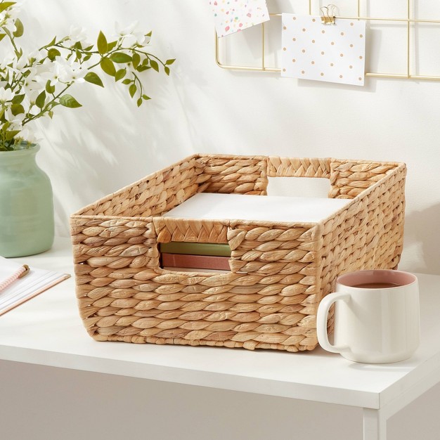 Woven Water Hyacinth Folio Bin