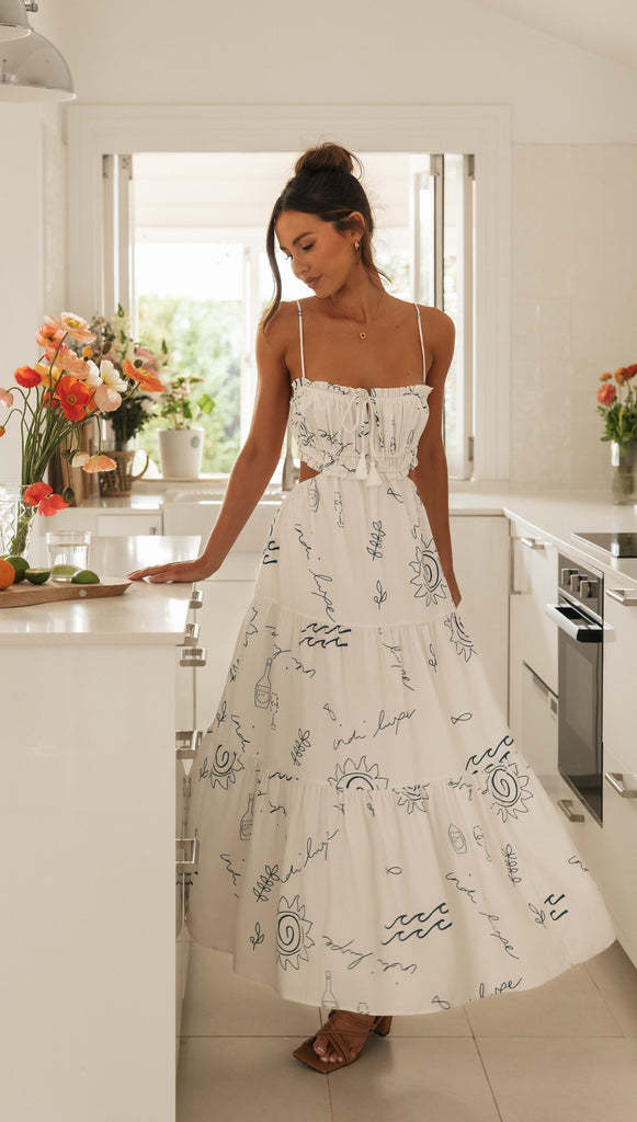 Tiered Maxi Dress with Cut-Out DetailsClistos