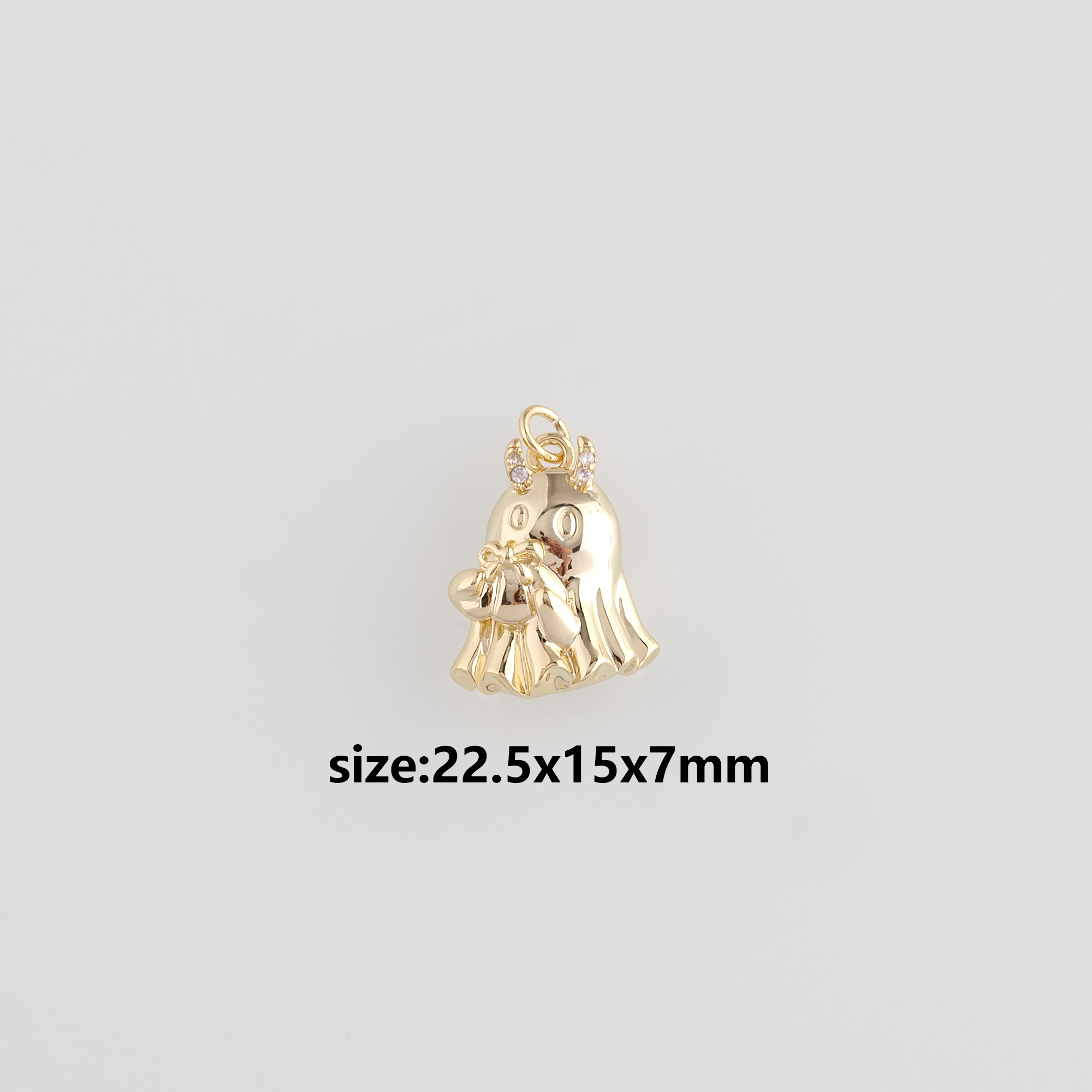 18K Gold Filled Ghost Pendant,Halloween Charm,Cute Ghost Earrings Necklace for DIY Jewelry Making Supply