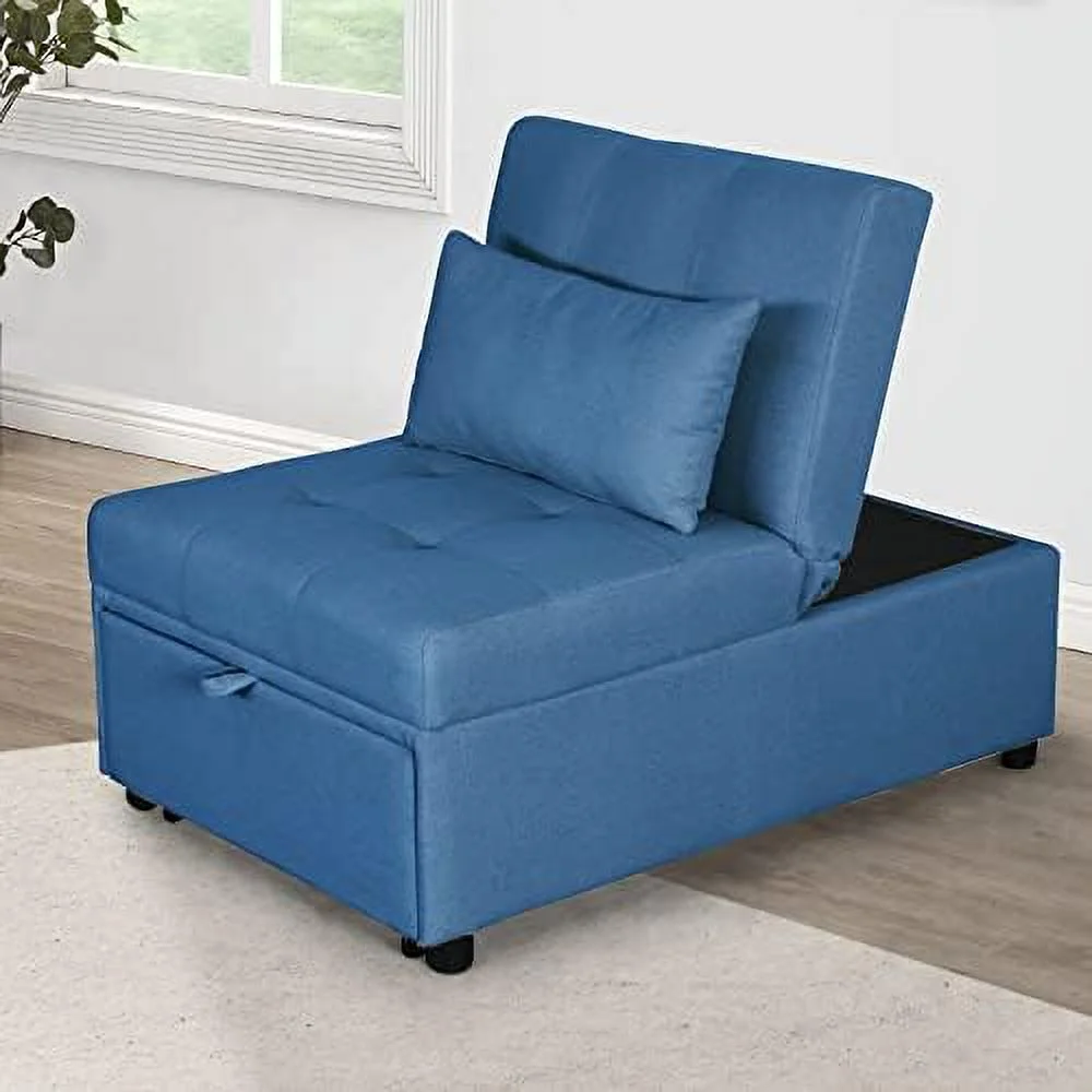 YZboomLife Sleeper Chair Bed  Convertible Chair 4 in 1 Multi- Folding Ottoman Sofa Bed Pull Out Sleeper Chair Beds  Adjustable Backrest  Single Bed Chair for Small Space  Black(44\u201D x