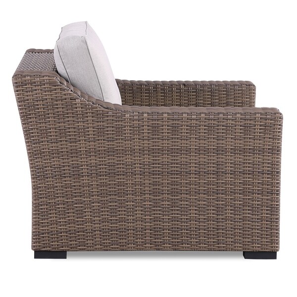 Manhattan Rustic Wicker Rattan Lounge Arm Chair,Beige