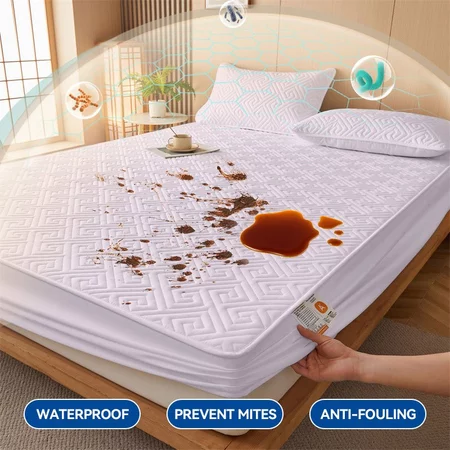 Waterproof Fitted Sheet Queen Mattress Protector Bed Sheet Queen/King/Sing Size Fitted Non-Slip Bedsheet Ready Stock