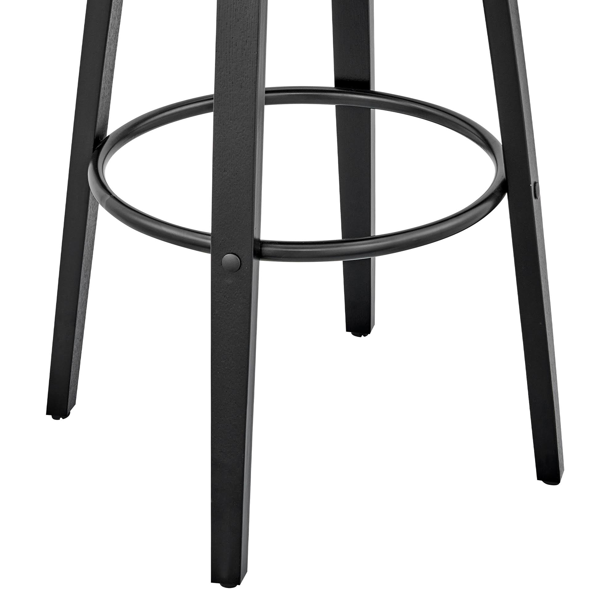 30 inch Leatherette Barstool with Cut Out BACK, Gray and Black, Saltoro Sherpi