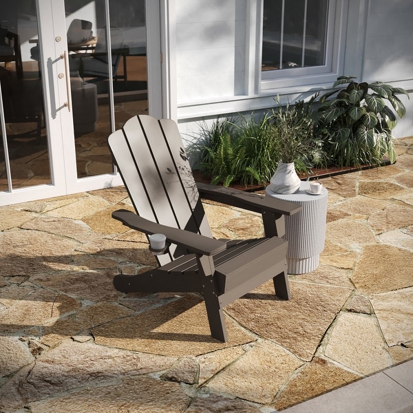 Set of 4 AllWeather Adirondack Chairs with Cupholders