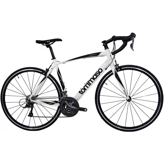 Forcella Endurance Aluminum Road Bike, Carbon Fork, Claris R2000, 24 Speeds, Aero Wheels, Matte Black, Matte White