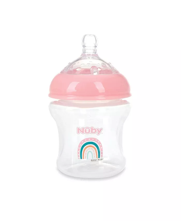 Nuby Infant Baby Bottles with Slow Flow Nipple, 3 Pack, 6oz, Girl
