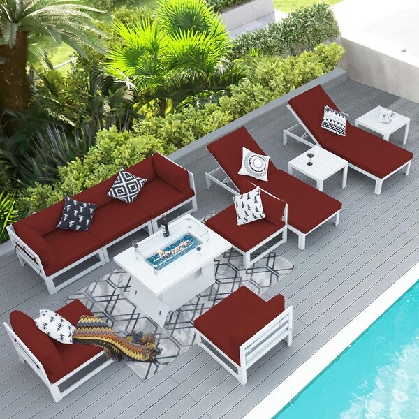 Nicesoul White Aluminum Modern Patio Furniture Sectional Sofa Set with Cushion