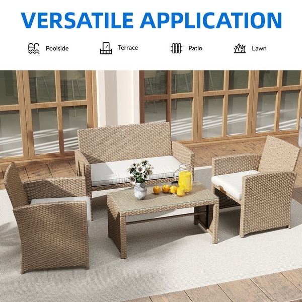 Moasis Light Brown+Beige 4Piece Patio Bistro Set