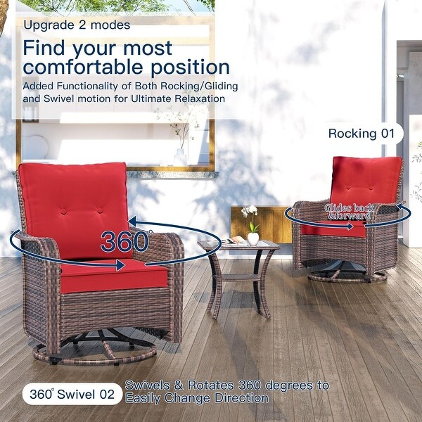 Patio Furniture Sectional Sofa Set,PE Rattan Swivel Rocking Chairs Patio Conversation Set