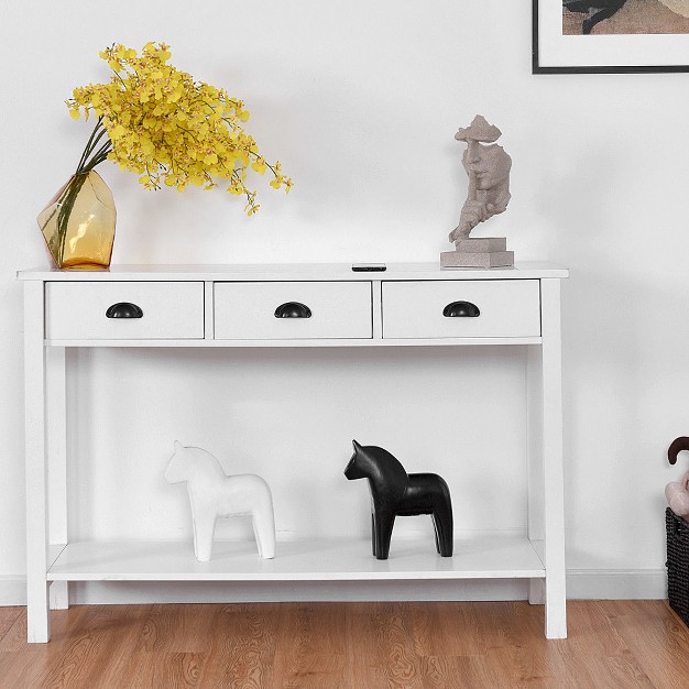 Console Table Hall Table Side Desk Accent Table Drawers Shelf Entryway White