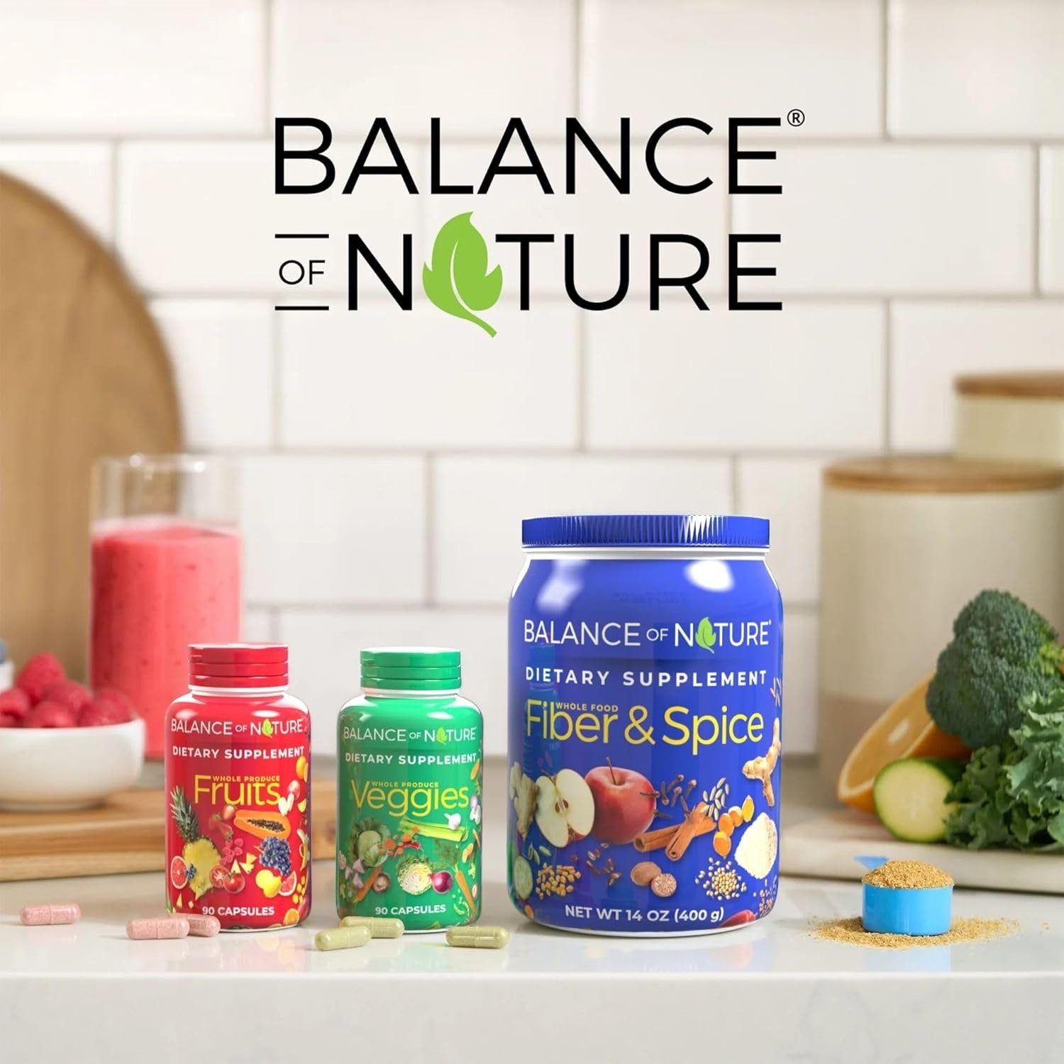balance-of-nature-Fruit and Vegetable Supplements – 90 Fruits and 90 Veggies Capsules (3-Sets) – Green and Red Superfood, Better Than Multivitamins, No Fillers/Extracts, 100% Natural Whole Food