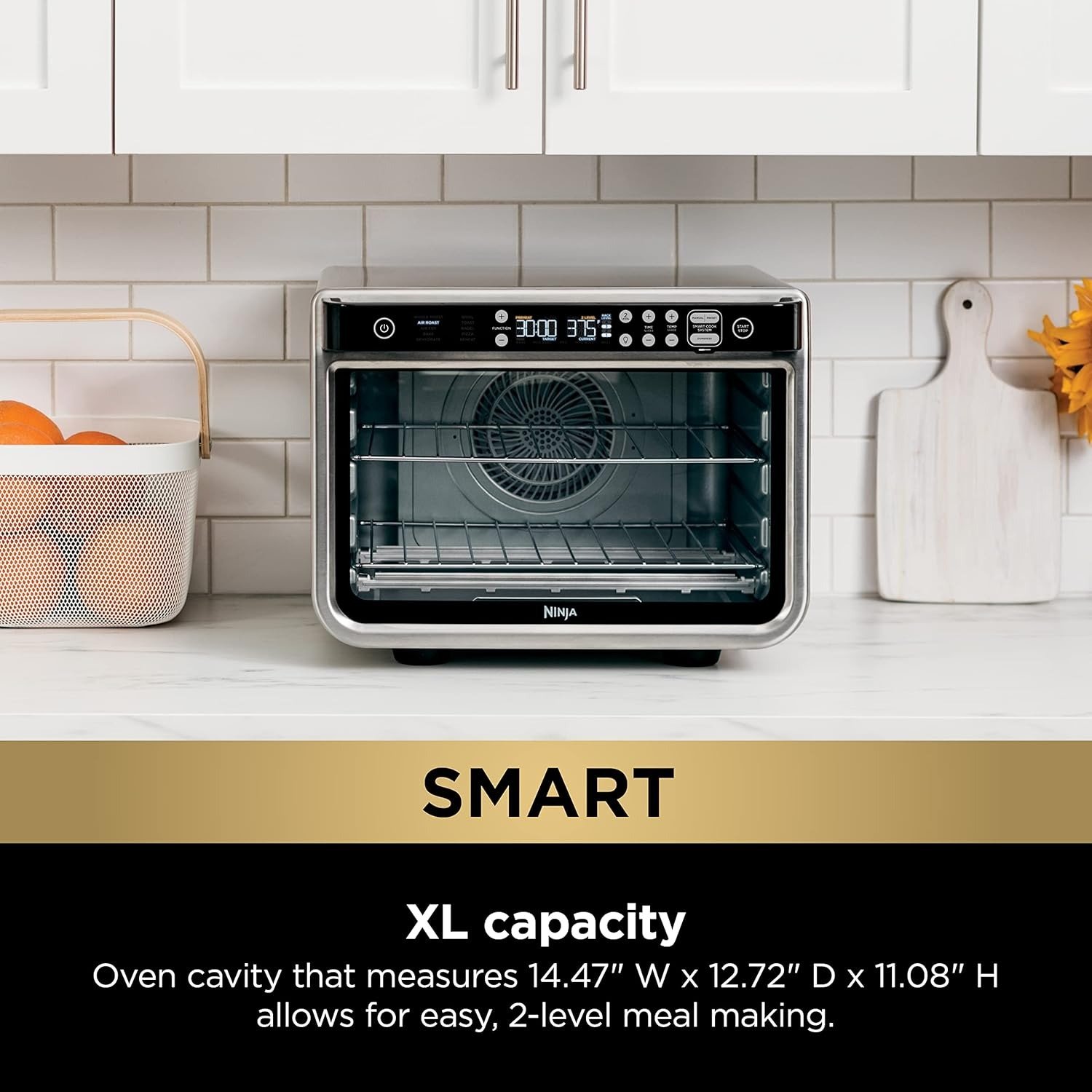 10-in-1 XL Air Fry Oven 1800W Surround Convection Smart Thermometer 450°F Silver