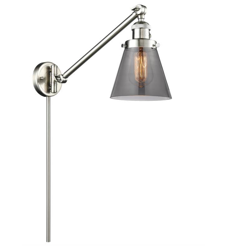 Innovations Lighting Small Cone 1 Light Swing Arm 237 BK G63 (Black)