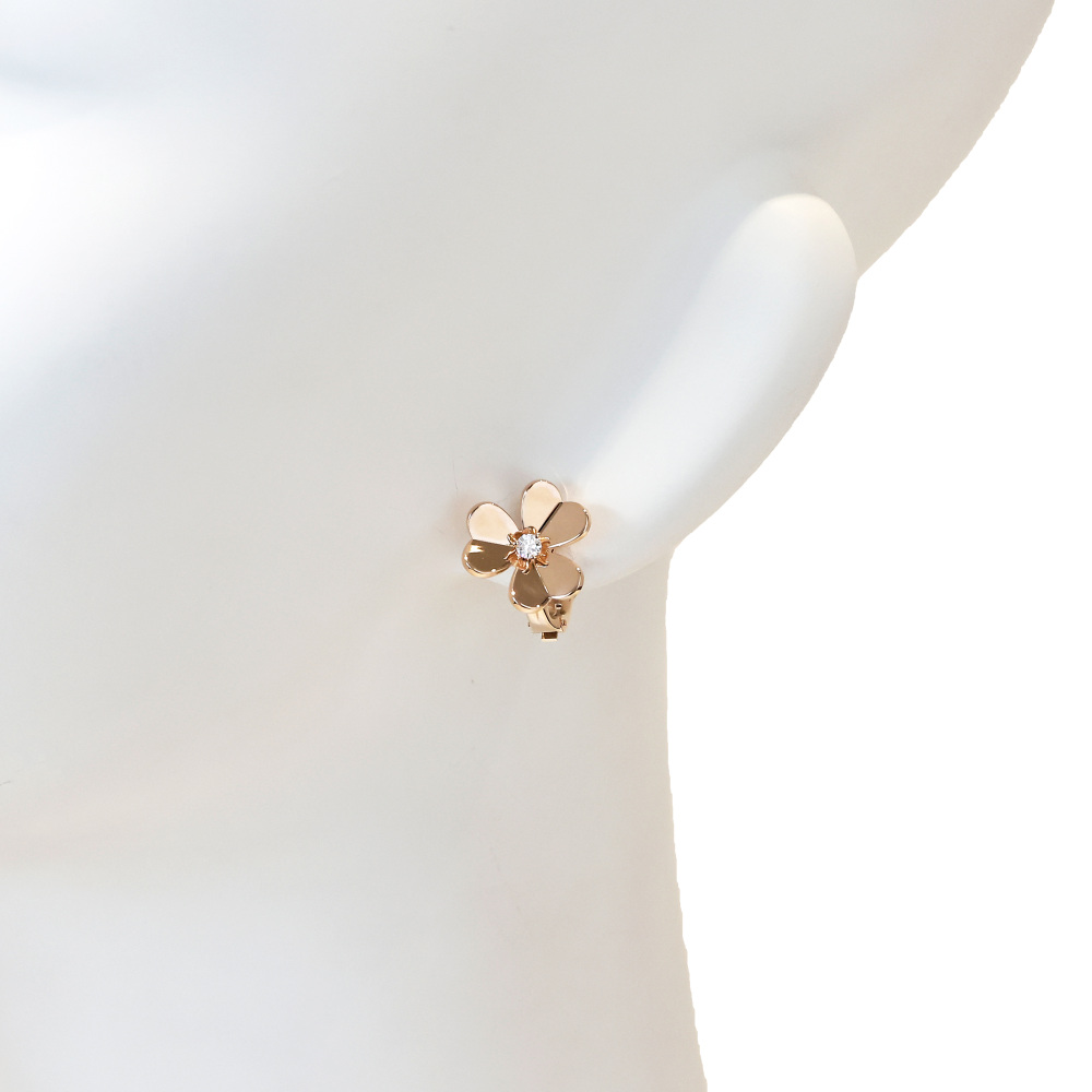 Van Cleef & Arpels Frivole Earrings 18K Rose Gold Diamond VCARPFBK00