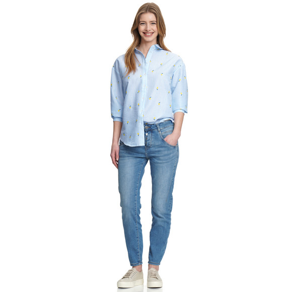 Gina Damen Bluse in Seersucker-Optik