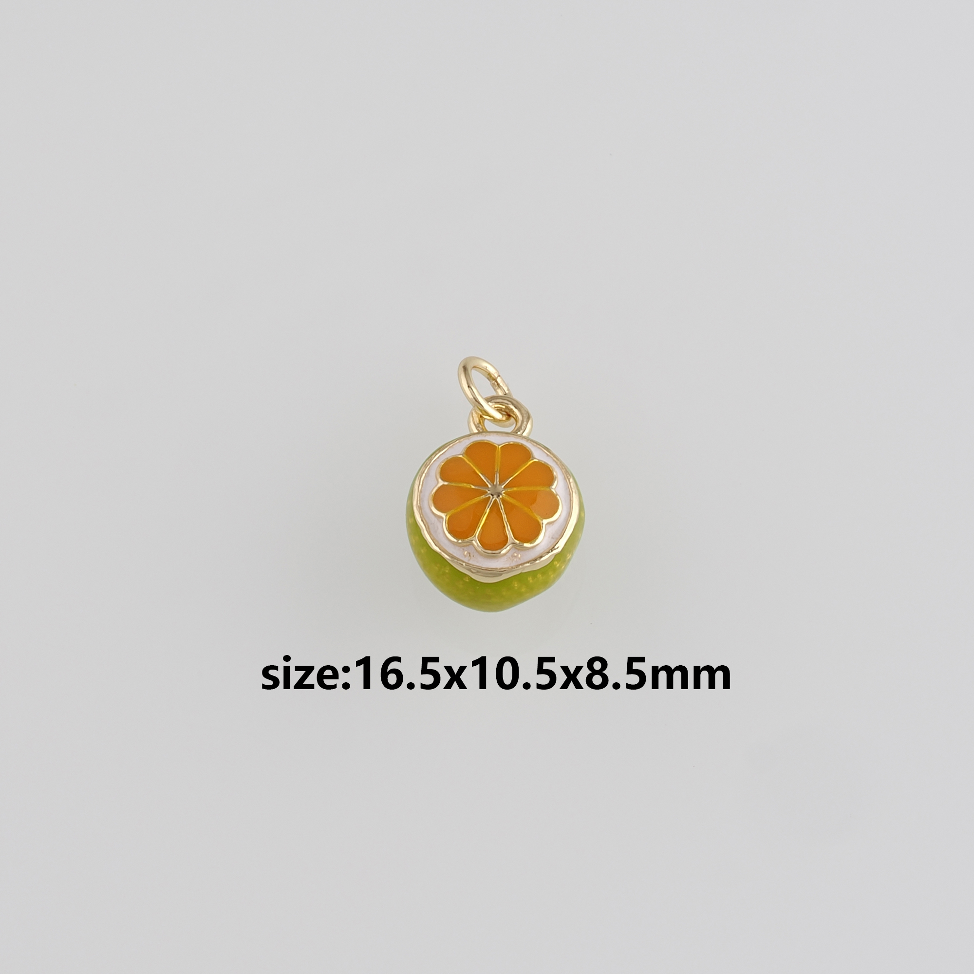 18K Gold Filled Orange Pendant,Fruit Charm,Enamel Lemon Earrings Necklace for DIY Jewelry Making Supply