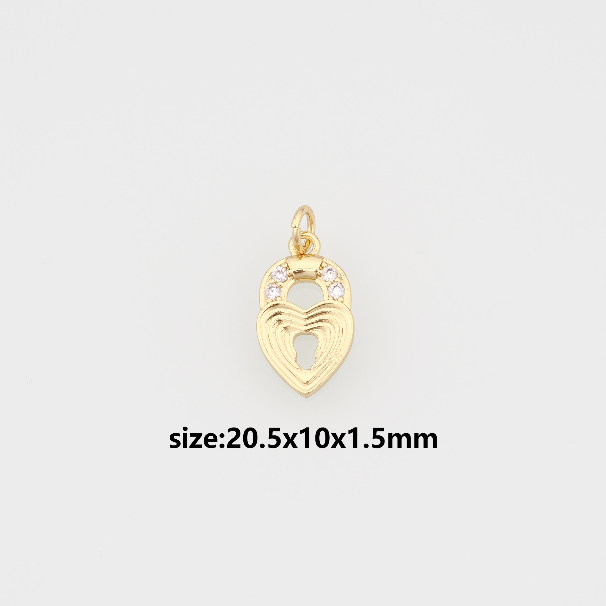 18K Gold Filled Heart Lock Pendant,CZ Micro Pave Lock Charm Earrings Necklace for DIY Jewelry Making Supply