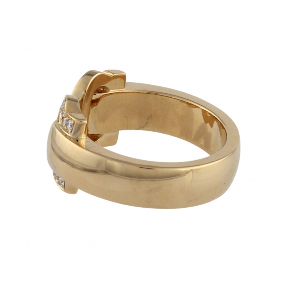Cartier 2C Boucurse Ring 18K Yellow Gold Diamond