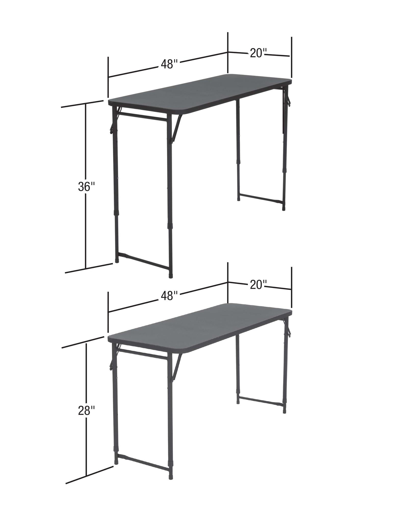 20�� x 48�� Adjustable Height PVC Top Table, Black