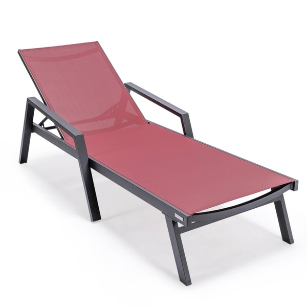 Aluminum Beach Pool Sun Lounge Chair Sling Mesh Fabric With Arms,Stackable Chaise Lounger (Set of 2)