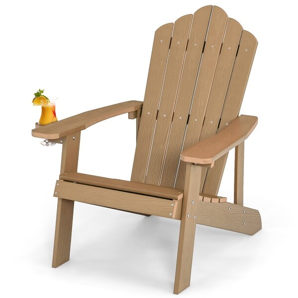 Costway Patio HIPS Adirondack Chair with Cup Holder Weather Resistant