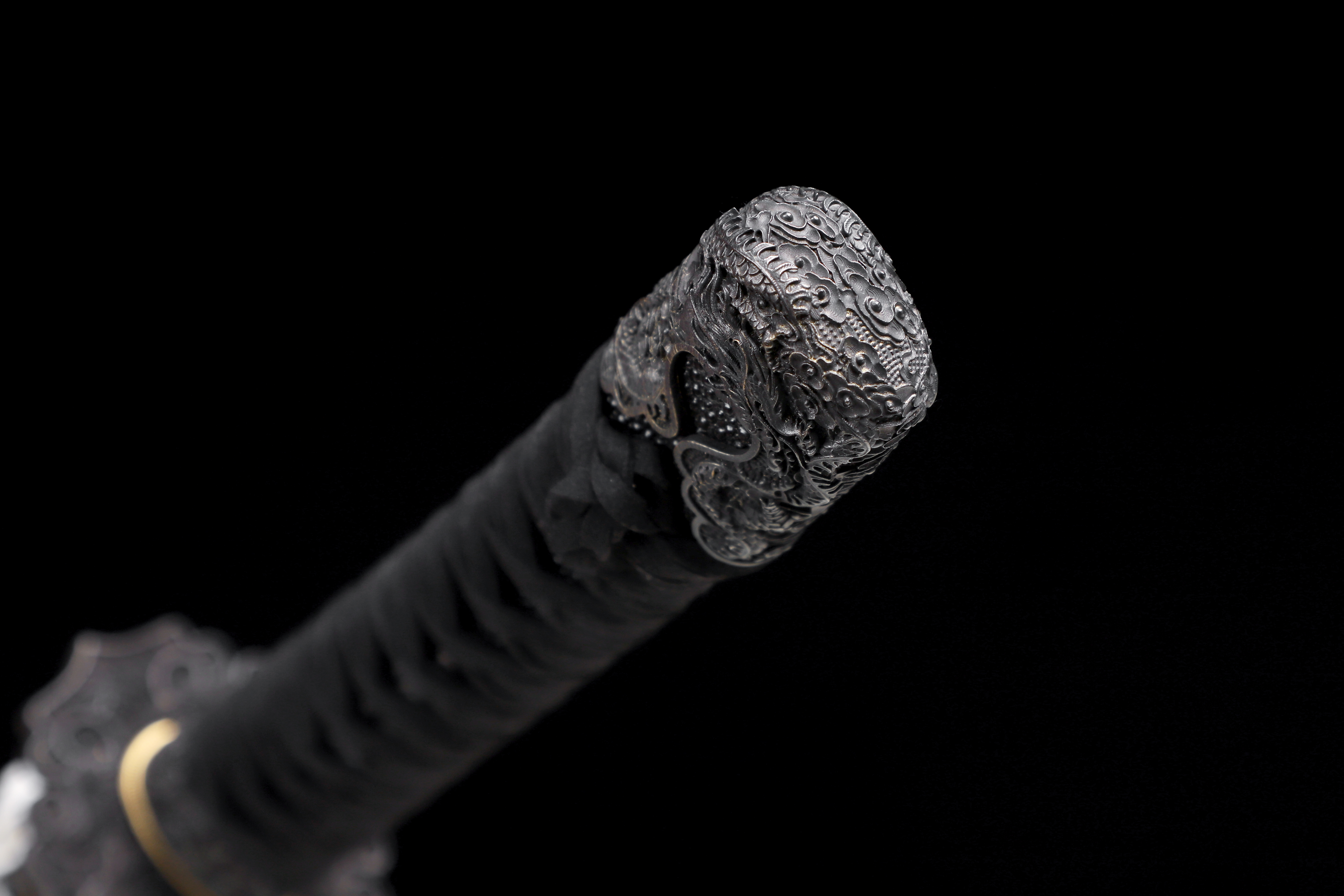 Handmade Katana Damascus Twisted Steel Silver Dragon Kozuka Kogai