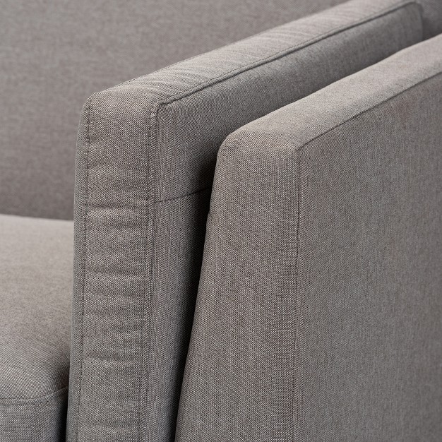 Sava Fabric Upholstered Walnut Wood 3 Seater Sofa Gray Baxtonstudio