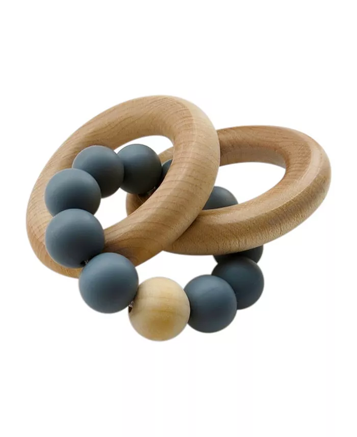 Tiny Teethers Designs 3 Stories Trading Tiny Teethers Infant Silicone And Beech Rattle And Pacifier Clip Set