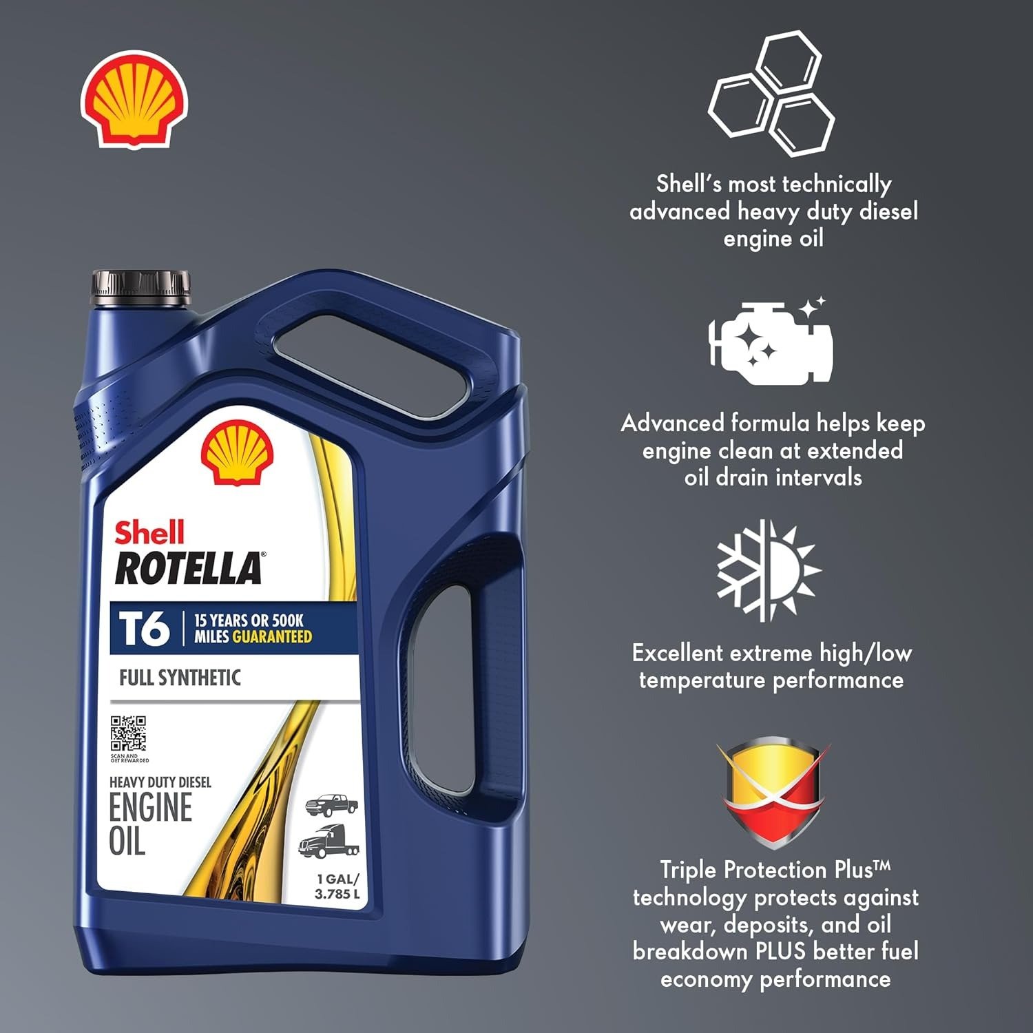 T6 Full Synthetic 5W-40 Diesel Engine Oil, 1 Gallon (3 Pack)