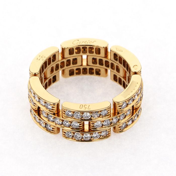 Cartier Mayon Pantale Full Diamond Ring 18K Yellow Gold